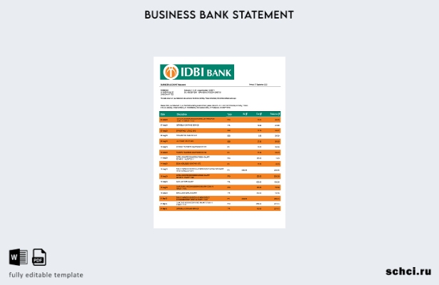 цифровая загрузка выписки по счету предприятия IDBI Bank Шаблон в формате Word и